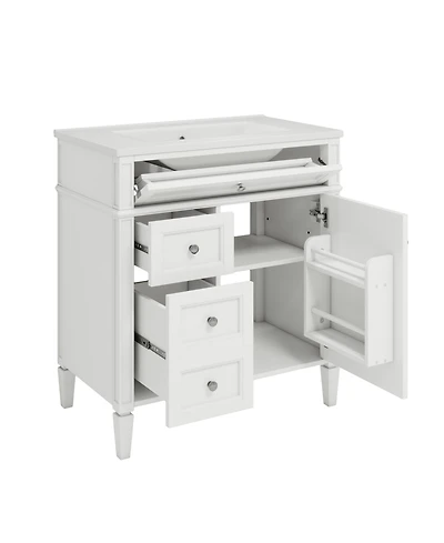 Busdays 30 Inch Bathroom Vanity with Top Sink Modern Storage Cabinet with 2 Drawers and a Tip Out Drawer Single Sink