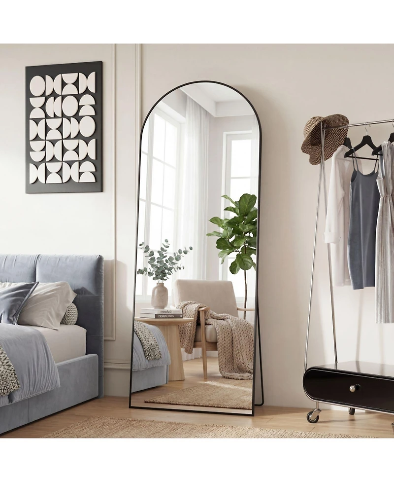 Busdays 58 x 19 Inch Full Length Floor Mirror with Stand Aluminum Alloy Frame Wall Mounted for Bedroom Bathroom