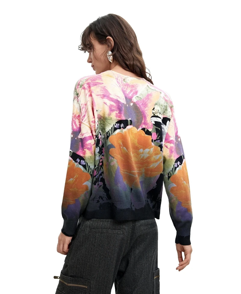 Desigual Women's Lacroix Floral-Print Long-Sleeve Sweater