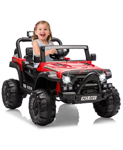 homfan 12V Electric Ride On Car with Parent Remote Control and Led Lights, 66 lbs Capacity, Ages 3-8