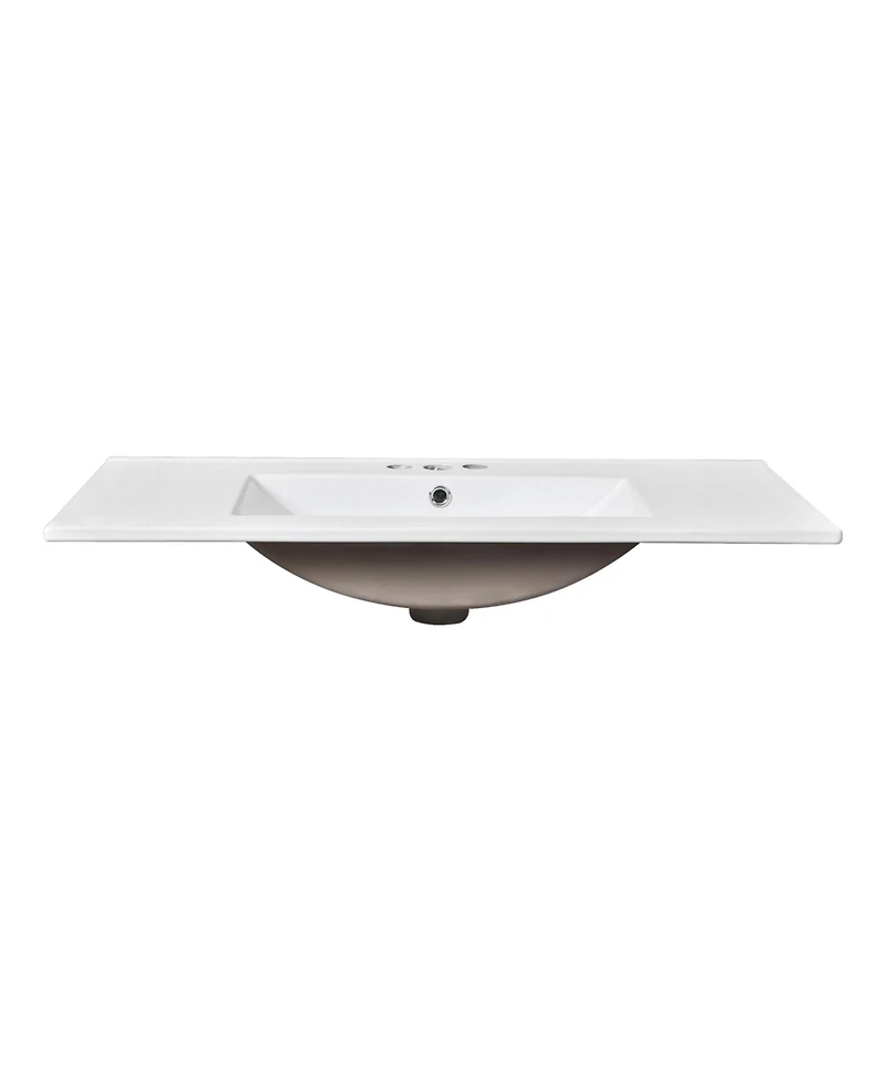 Busdays 36 Inch Ceramic Bathroom Sink Vanity Top Only Single Basin 3 Pre Drilled Faucet Holes