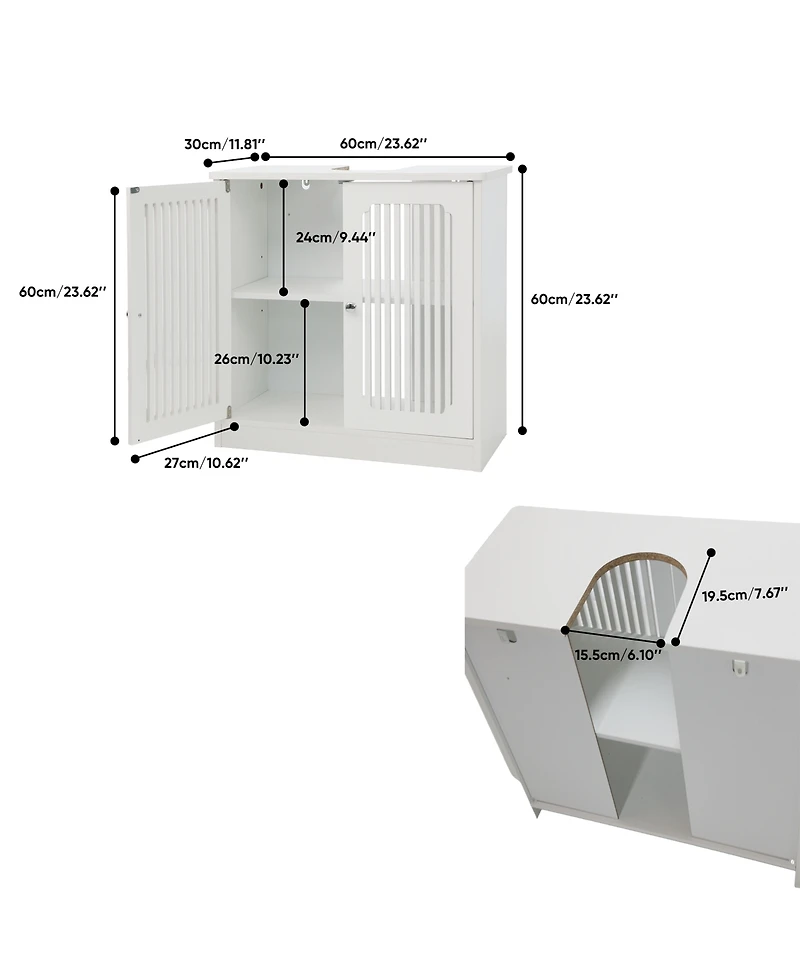 Busdays Floor Standing Bathroom Vanity Cabinet with Louvered Double Doors No Basin Included Storage Unit