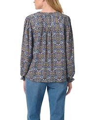 Gloria Vanderbilt Women's V-Neck Long-Sleeve Bishop-Style Blouse