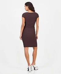 Guess Womens Ottoman Curve Sweetheart Short Sleeve Sweater High Waisted Pencil Sweater Skirt