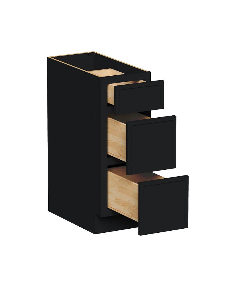 Boyel Living 12 Inch Unfinished Solid Wood 3 Drawer Base Cabinet