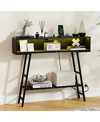 Slickblue Modern 40-Inch Console Table with Led Lighting and Usb Ports