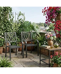 Clihome 2 Pack Metal Patio Dining Chairs, 350LB Breathable Slatted Outdoor Chairs