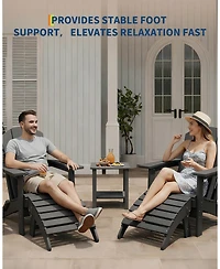 homfan 2-Pack Folding Adirondack Ottoman Hdpe Weather-Resistant Outdoor Footrest for Patio, Deck or Backyard