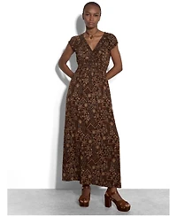 Apricot Women's Batik Star Flower Maxi Dress