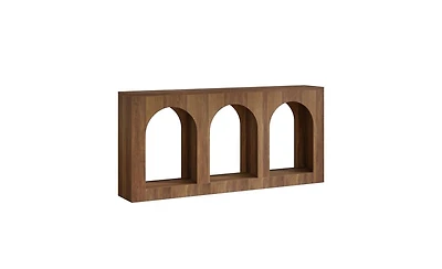 Slickblue Arched Wood Console Table with 3 Storage Shelves