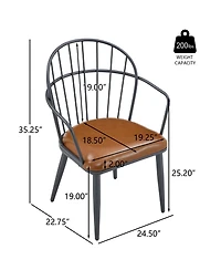 Boyel Living 2-Piece Dining Chairs, Pu Leather Upholstered Seat and Back, Industrial Metal Leg Kitchen Chairs