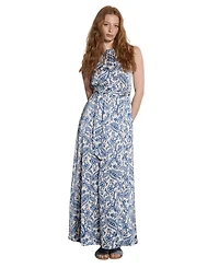 Apricot Women's Paisley Satin Split Maxi Dress