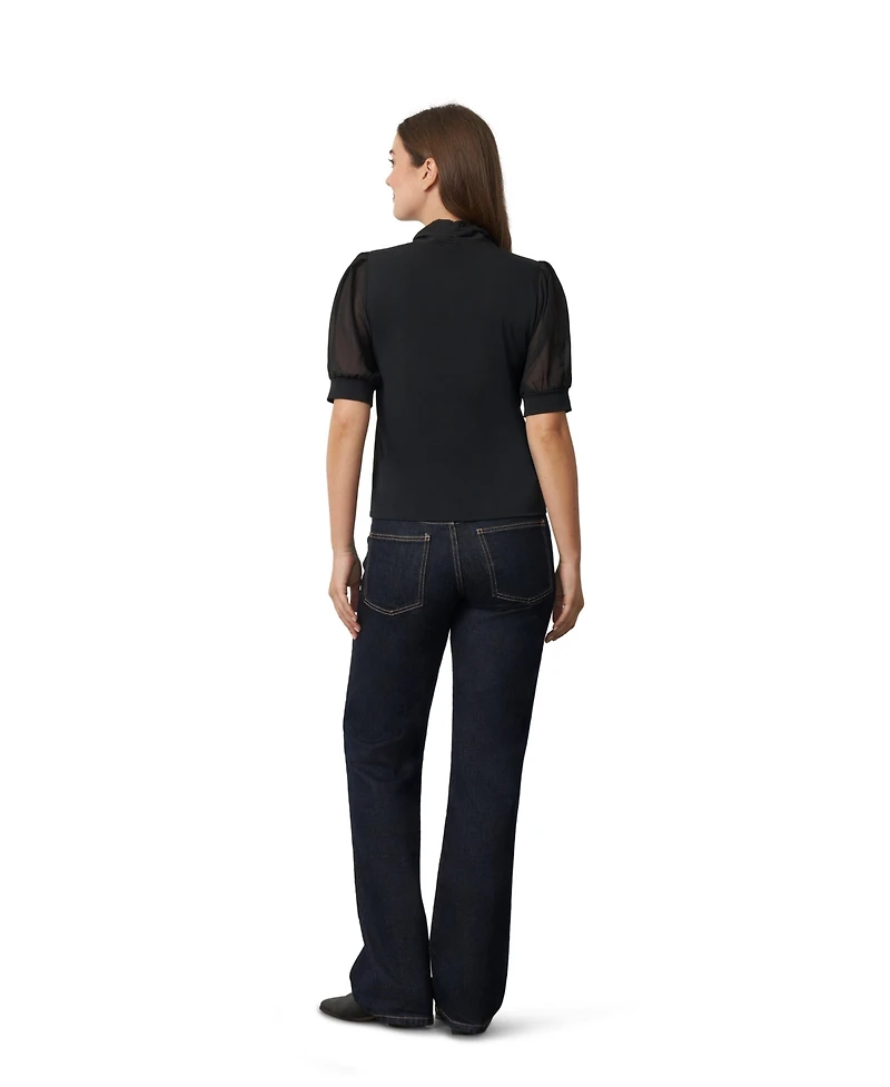 Cable & Gauge Women's Metal Tie-Neck Top