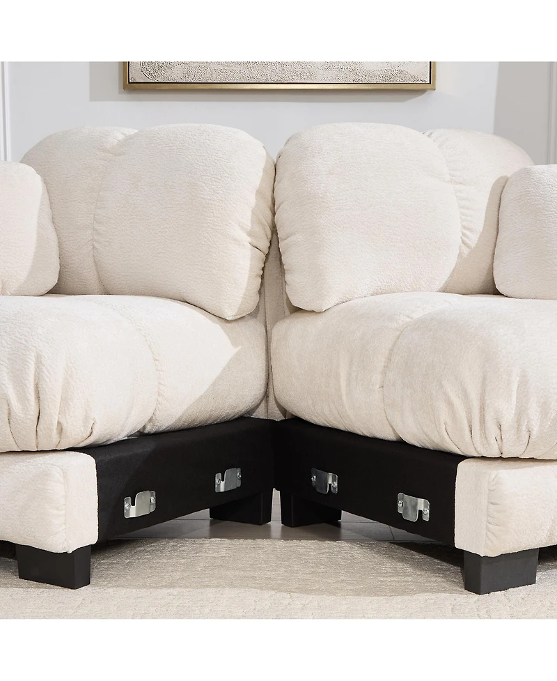 Boyel Living Chenille Cloud 4-Seater Sofa Exquisite Pillows and Quilted Back Cushions Soft Padded Armrests Deep Seat for Room