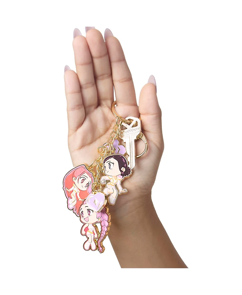 K-Pop Demon Hunters Bag Charm Keychain With Chibi Mira, Zoey, and Rumi Charm
