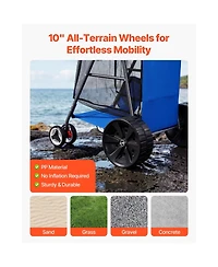 Mountaintop Beach Cart with Sand Wheels, 165 lbs, Solid Wheels, Cooler Bag, Umbrella Holder, Holds 4 Chairs for Camping and Fishing