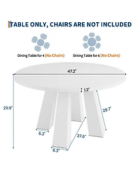 Gaomon Round Dining Room Table for 4-6, 47" Wood Kitchen Table with Sturdy Base, Farmhouse Circle Dining Tables for Living Room, Apartment