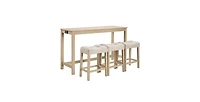 Flynama 4-Piece Bar Table Set with Power Outlet, 3 Stools for Sofa Behind and Living Room
