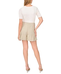 1.state Women's High-Rise Pleated Wide-Leg Shorts