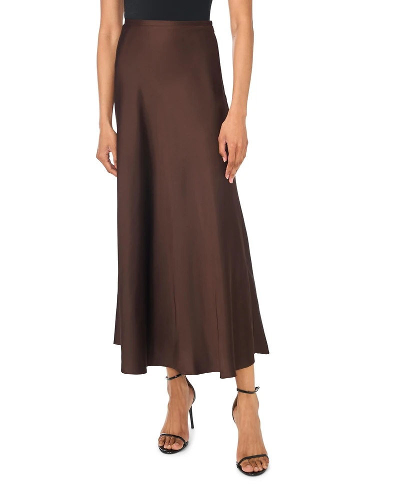 1.state Women's Bias-Cut High-Waisted A-Line Satin Maxi Skirt