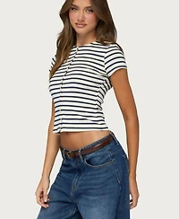 Edikted Women's Bonita Striped Button Up Top
