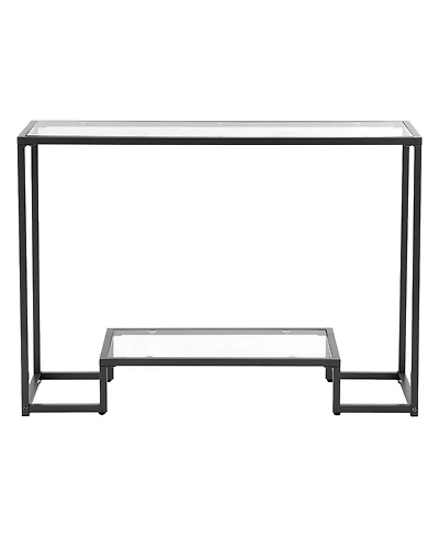Slickblue 2-Tier Glass Console Table with Tempered Top, Modern Sofa Side Table for Living Room