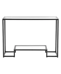 Slickblue 2-Tier Glass Console Table with Tempered Top, Modern Sofa Side Table for Living Room