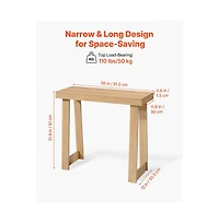 Slickblue Modern Console Table with Wooden Top, Narrow Sofa Entryway Desk for Hallway and Living Room