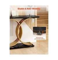 Slickblue Narrow Entryway Console Table, Modern Sofa Table with Wood Top and Metal Legs for Living Room