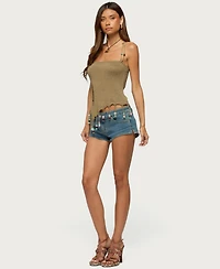 Edikted Women's Fernie Square Neck Bead-Fringe Tank Top