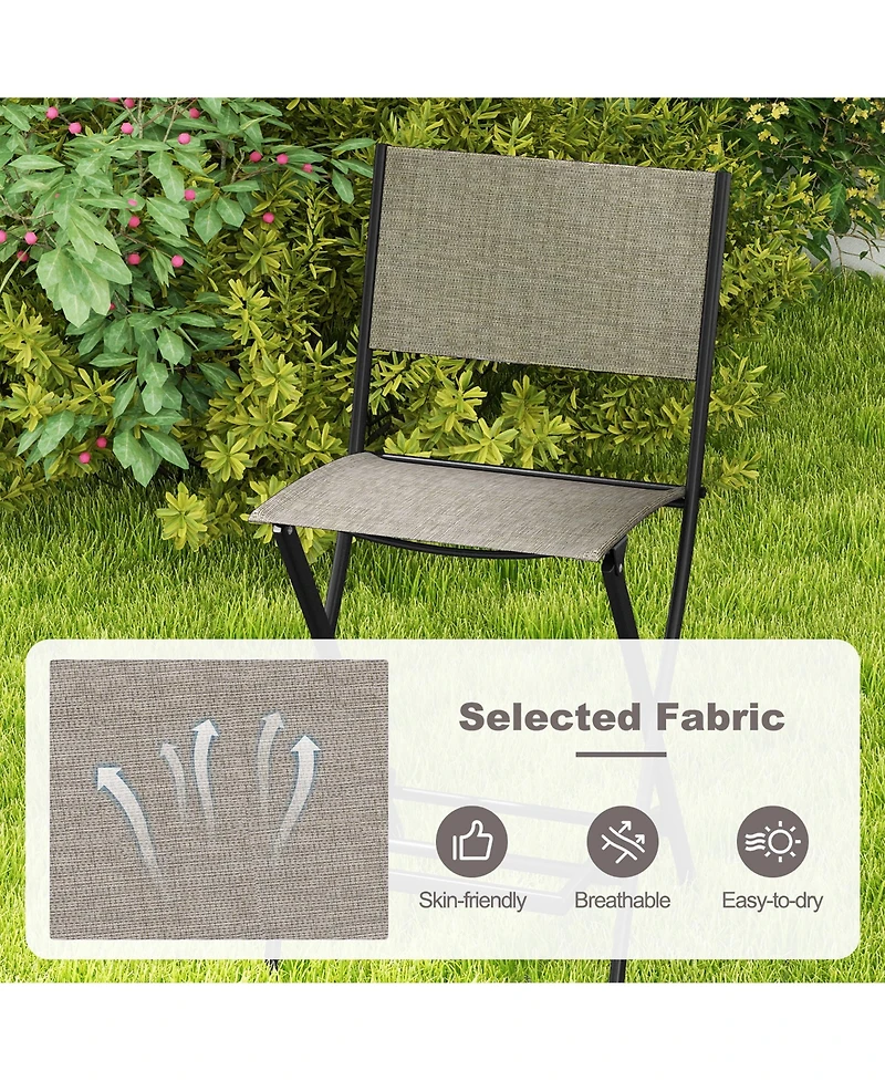 Gymax Set of 6 Folding Bar Stools Patio Sling Chairs with Backrest Humanized Footrest Coffee