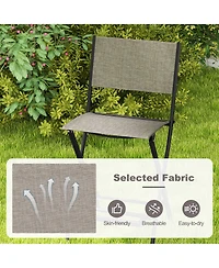 Gymax Set of 6 Folding Bar Stools Patio Sling Chairs with Backrest Humanized Footrest Coffee