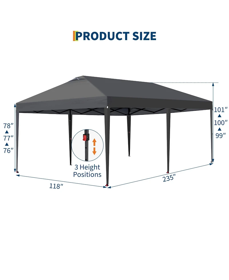 homfan Pop Up Canopy with Wheeled Bag, Heavy Duty Beach Tent, One-Push Setup Party Tent, Waterproof Sun Shelter with Weight Bags, Stakes and Ropes