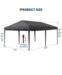 homfan Pop Up Canopy with Wheeled Bag, Heavy Duty Beach Tent, One-Push Setup Party Tent, Waterproof Sun Shelter with Weight Bags, Stakes and Ropes