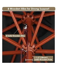 Yescom 9Feet Solid Wood Patio Umbrella with Base Included Stand for Outdoor Event Rental Resort Wedding Party Restaurant