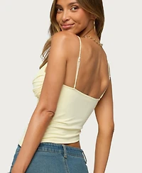 Edikted Women's Nealie Gathered Asymmetric Wrap Ruched Sleeveless Top