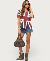 Edikted Women's Union Jack Short-Sleeve Off-Shoulder T-Shirt
