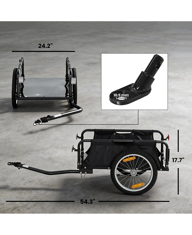Soozier Bike Cargo Trailer with Quick Release 16" Wheels
