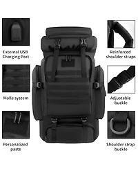 Piscifun 80L Tactical Hiking Backpack Durable Molle Webbing Usb Charging Port Outdoor Travel Gear