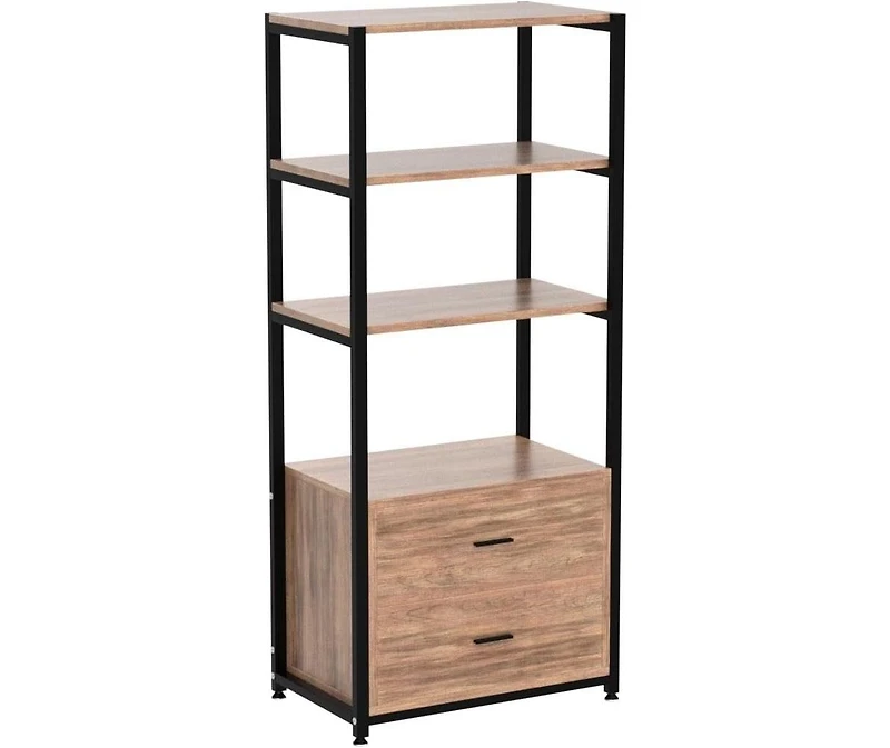 Tribesigns Rustic Etagere Bookshelf with Drawers