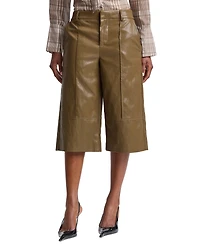 Avec Les Filles Women's Wide-Leg Low-Rise Faux Leather Shorts