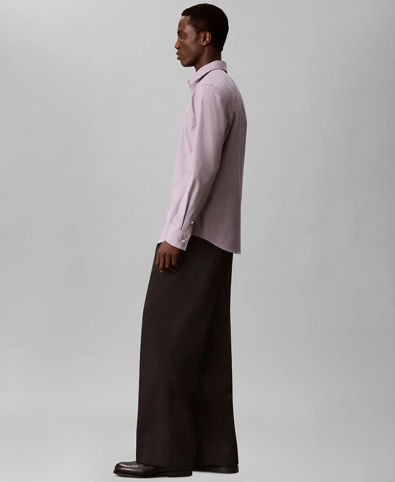 Calvin Klein Men's Stretch Striped Slim-Fit Dress Shirt