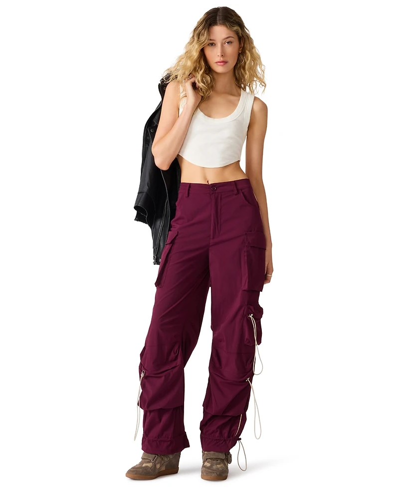 Steve Madden Women's Jacey Cargo Wide-Leg Mid-Rise Pants