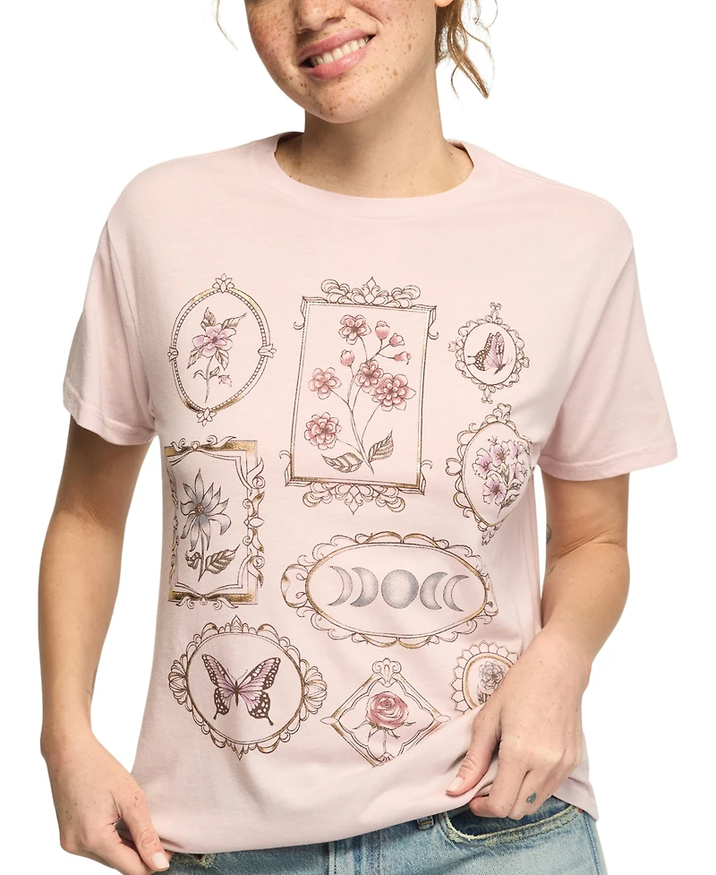 Lucky Brand Women's Floral Frames Boyfriend T-Shirt