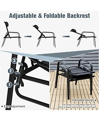 Gymax 3Piece Outdoor Bistro Set Patio Conversation with Adjustable Backrest