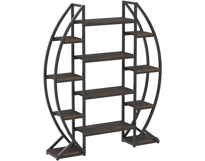 Tribesigns 5-Tier Oval Bookshelf with Industrial Frame