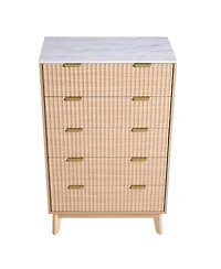 Slickblue 5 Drawer Fluted Dresser with Storage for Bedroom and Hallway