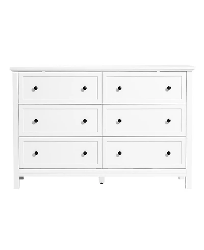 Slickblue 6 Drawer Wooden Dresser with Storage for Bedroom and Entryway