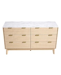 Slickblue 6 Drawer Fluted Dresser Chest for Bedroom and Living Room