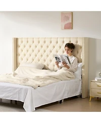 Slickblue King Size Bed Headboard with Padded Diamond Tufting and Adjustable Height Design